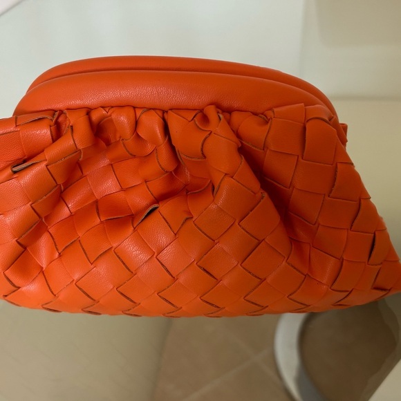 Orange Woven Vegan Clutch WIth Removal Strap - Picture 1 of 16
